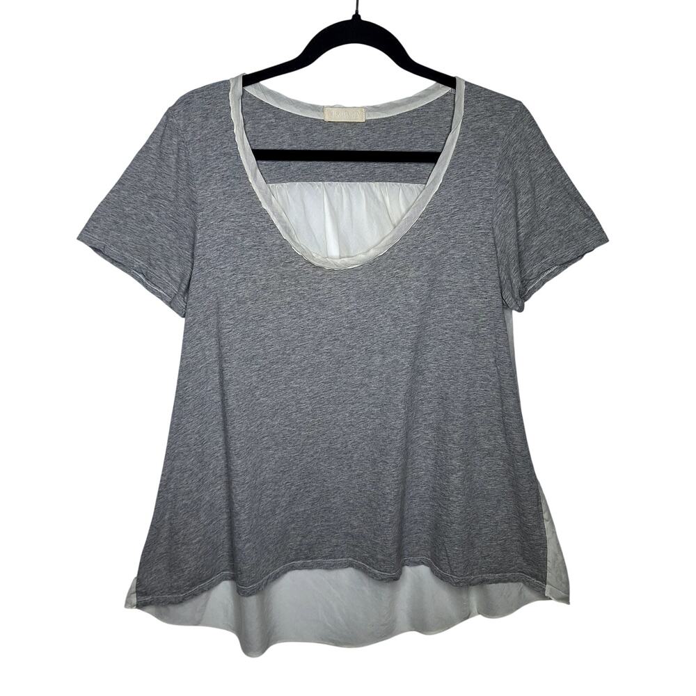 CP Shades Sheer Jersey Swing T-shirt S Soft Stretchy Dove Gray Boho Lagenlook